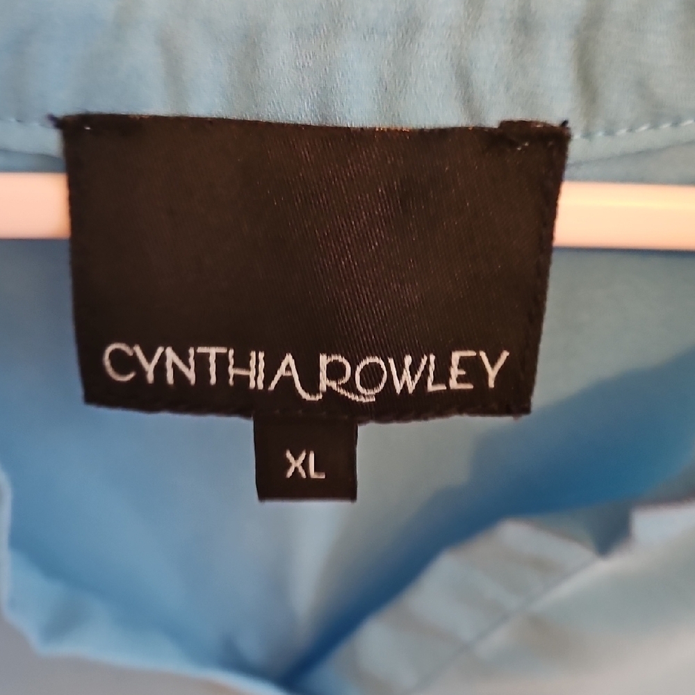 Cynthia Rowley Blue 3/4 Sleeve Tunic with Mandarin Collar - Picture 2 of 7